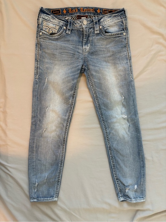 Rock Revival Denim - Rock Revival Audrey Jeans Women’s 28 Distressed Embellished Straight Leg